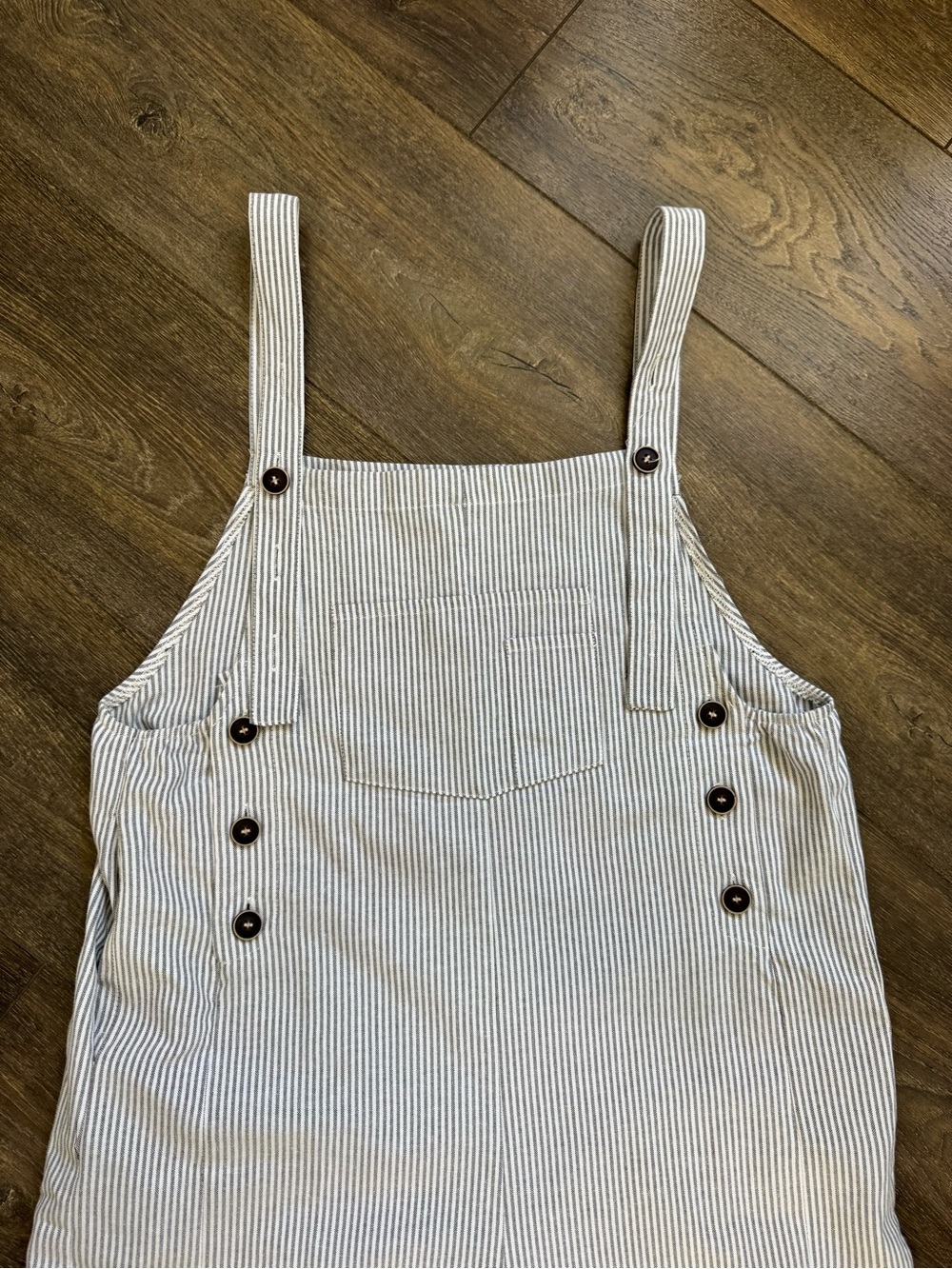 Pretty Garden Blue White Striped Cropped Wide Leg Overall Jumpsuit Cotton Size M - Picture 7 of 12
